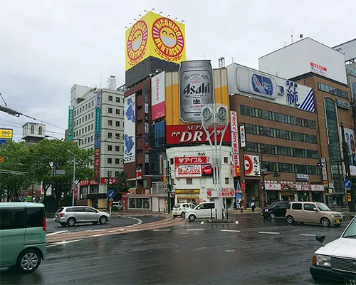 雨模様な札幌市街