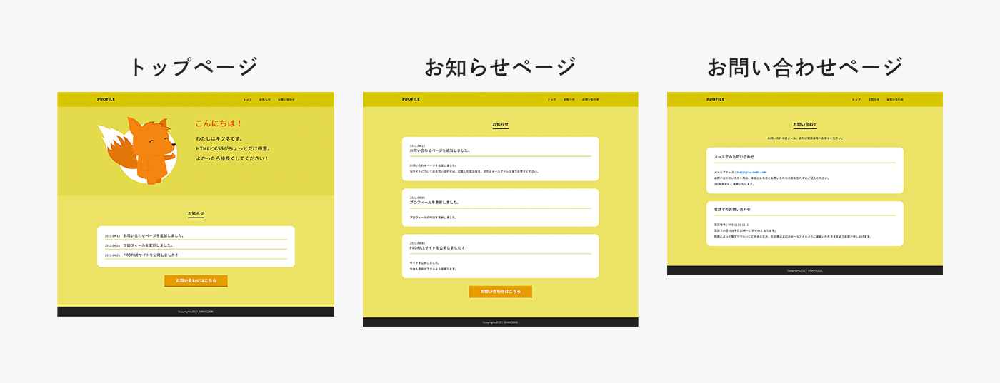 作成するWEBサイトのイメージ