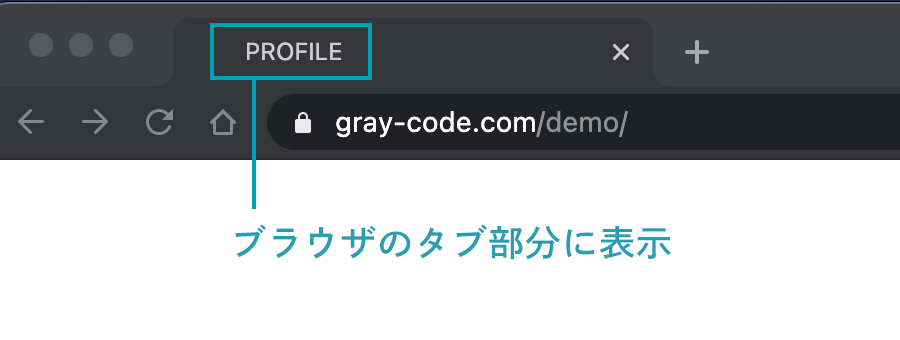 ブラウザのタブに表示される