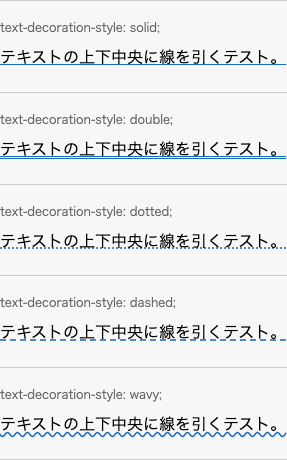 text-decoration-styleプロパティの適用例"