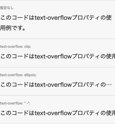 Chromeでのtext-overflowプロパティの適用例