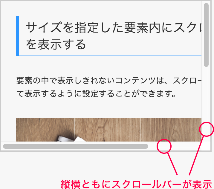 縦横ともにスクロールバーが表示