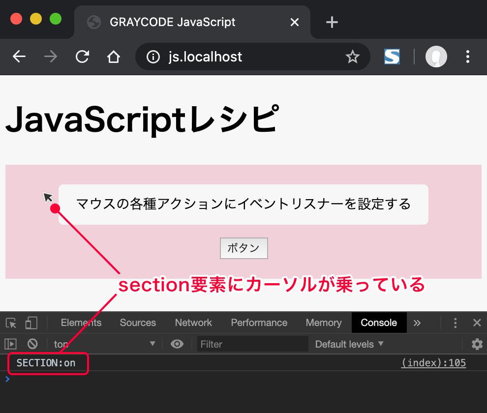 section要素にカーソルが乗ったとき