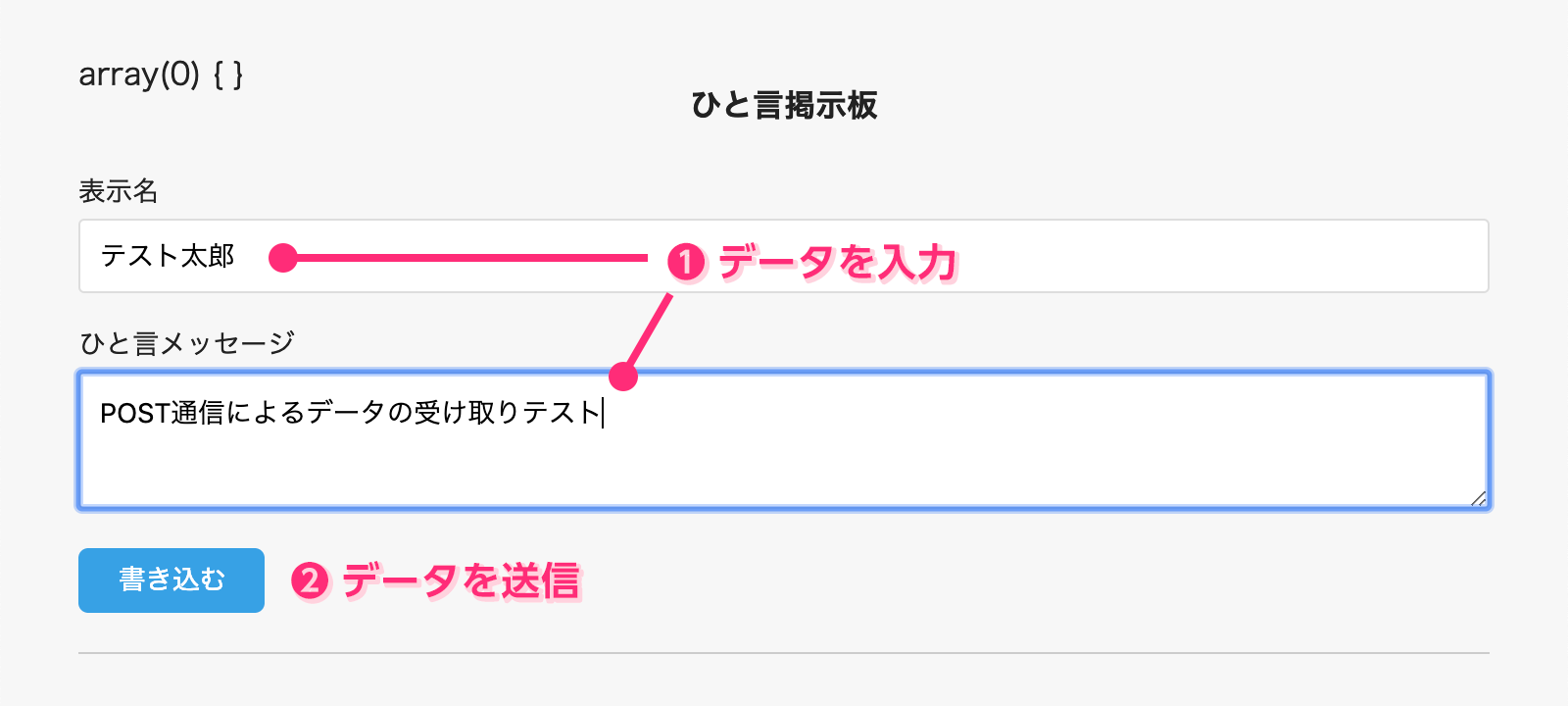 適当に何か入力して送信する