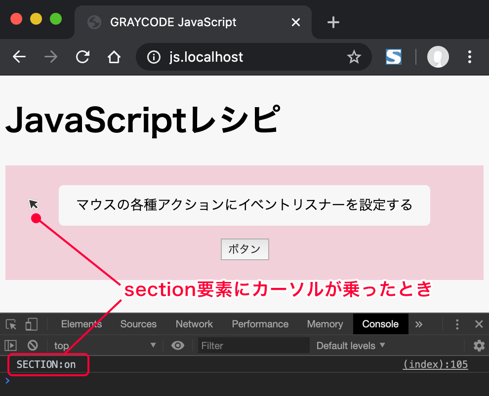 section要素にカーソルが乗ったとき